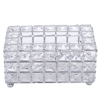 European Crystal Tissue Box Simple Home Living Room Coffee Table Drawers Desktop Napkin Storage Box Creative Car Silver